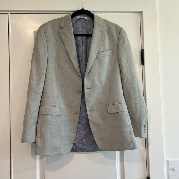 Chaps Mens Slim‎ Fit Sports Coat Blazer Linen Blend Light Grey Size 38R - Picture 6 of 11